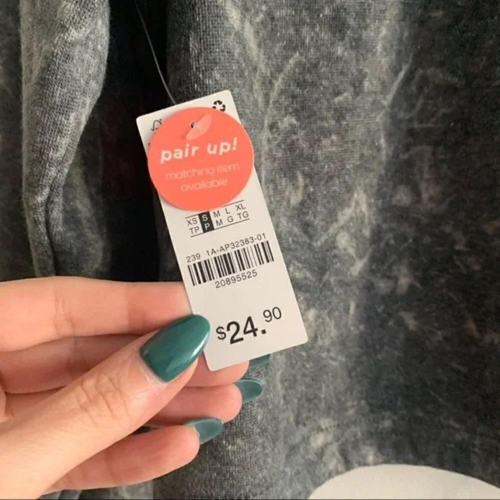 ARDENE NWT Acid Wash Tie Dye Cropped Drawstring Crew Neck Sweatshirt Sweater - Picture 7 of 9